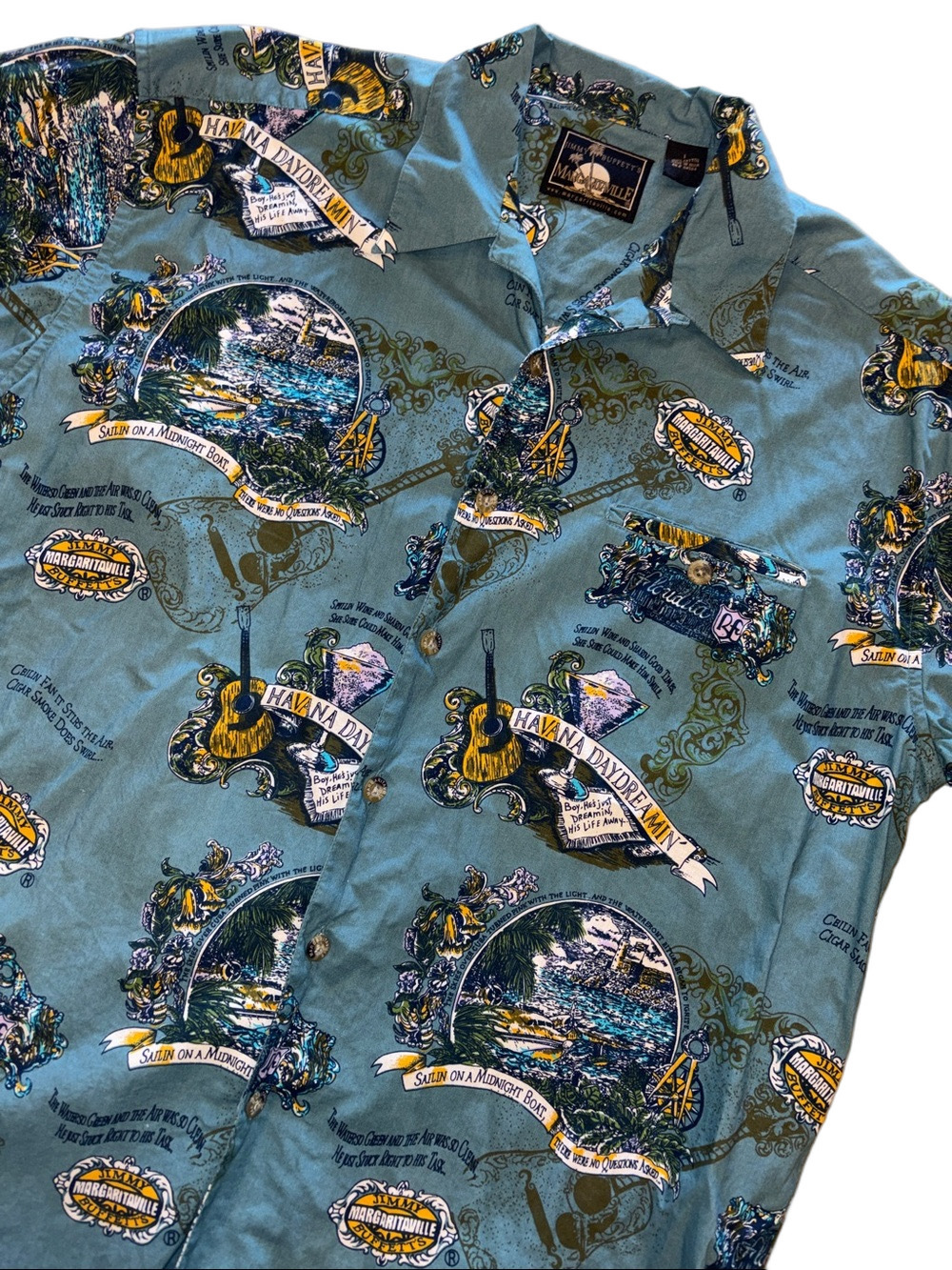 Vintage Jimmy Buffett Margaritaville L Quietly  Making Noise Hawaiian Shirt Hava